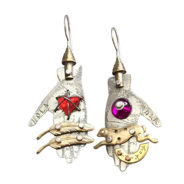 Thomas Mann collage hand earrings